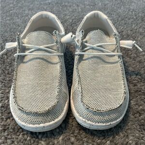 Hey Dude Women's Light Gray/White Slip-On Sneakers